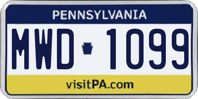 PA license plate MWD1099