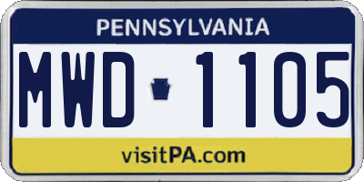 PA license plate MWD1105