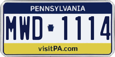 PA license plate MWD1114