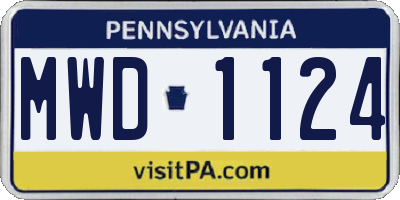 PA license plate MWD1124