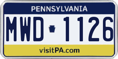 PA license plate MWD1126