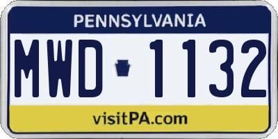 PA license plate MWD1132