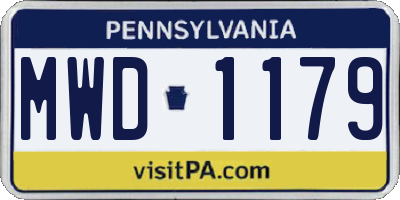 PA license plate MWD1179