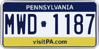 PA license plate MWD1187