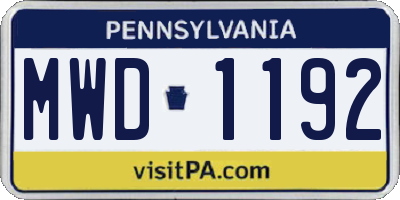 PA license plate MWD1192