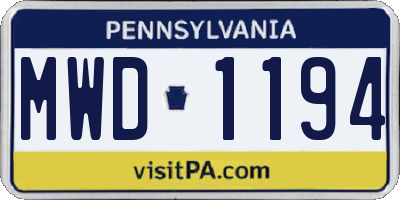 PA license plate MWD1194