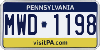 PA license plate MWD1198