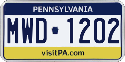 PA license plate MWD1202