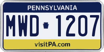 PA license plate MWD1207