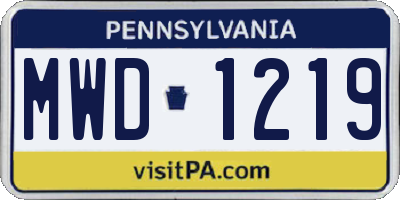 PA license plate MWD1219