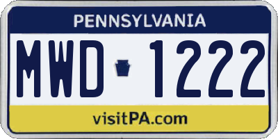 PA license plate MWD1222