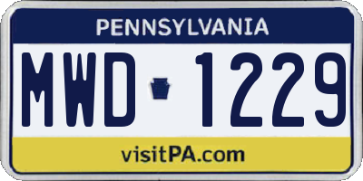 PA license plate MWD1229
