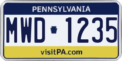 PA license plate MWD1235