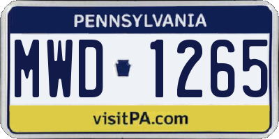 PA license plate MWD1265