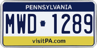 PA license plate MWD1289