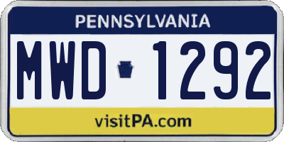 PA license plate MWD1292