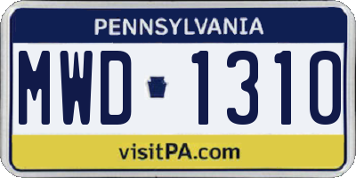 PA license plate MWD1310