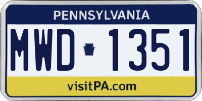 PA license plate MWD1351