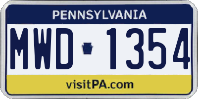 PA license plate MWD1354