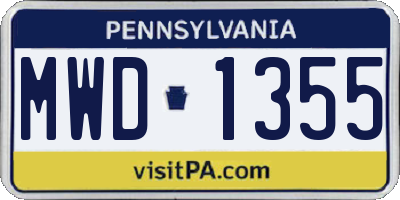 PA license plate MWD1355
