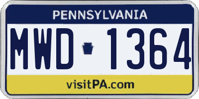 PA license plate MWD1364
