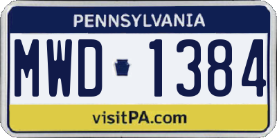 PA license plate MWD1384