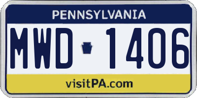 PA license plate MWD1406