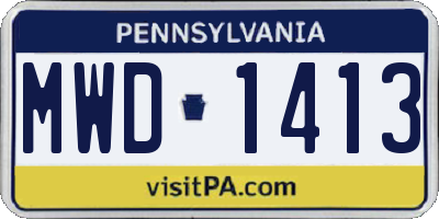 PA license plate MWD1413