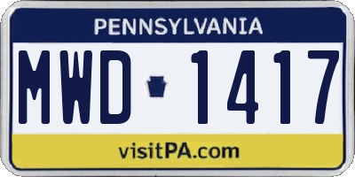 PA license plate MWD1417