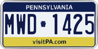 PA license plate MWD1425