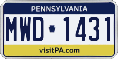 PA license plate MWD1431