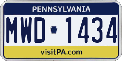 PA license plate MWD1434