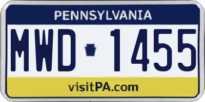 PA license plate MWD1455