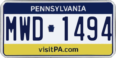 PA license plate MWD1494