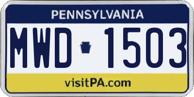 PA license plate MWD1503