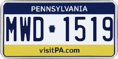 PA license plate MWD1519