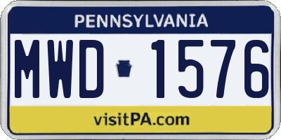 PA license plate MWD1576