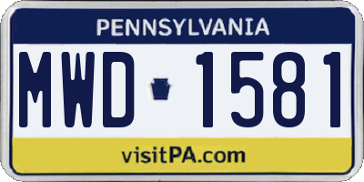 PA license plate MWD1581