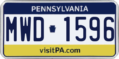 PA license plate MWD1596