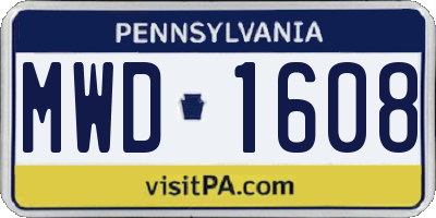 PA license plate MWD1608