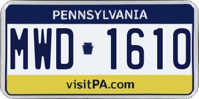 PA license plate MWD1610
