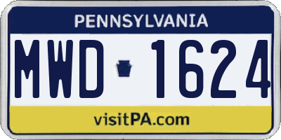 PA license plate MWD1624