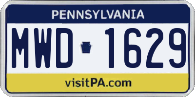PA license plate MWD1629