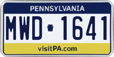 PA license plate MWD1641