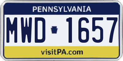 PA license plate MWD1657