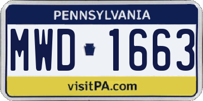 PA license plate MWD1663