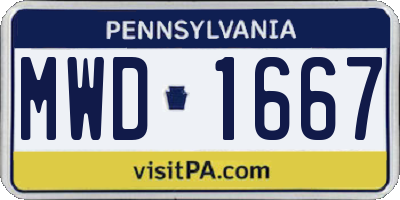 PA license plate MWD1667
