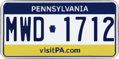 PA license plate MWD1712