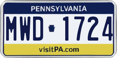 PA license plate MWD1724