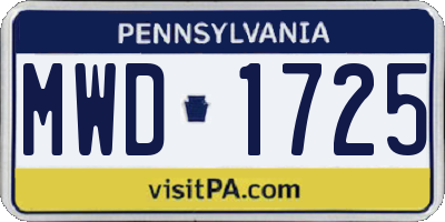 PA license plate MWD1725